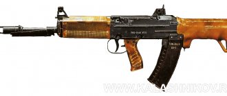 I. Ya. Stechkin’s assault rifle TKB-0146, “Abakan” left view. Kalashnikov Magazine 