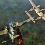 Lockheed P-38G shoots down Betty with Yamamoto on board
