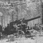 Soviet 203-mm howitzer B-4 in a firing position on the Karelian Isthmus. Put forward for direct fire, such large-caliber guns played an important role in breaking through the “Mannerheim Line” 