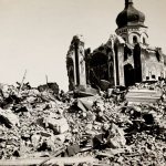 The blown up Assumption Cathedral of the Kiev Pechersk Lavra.